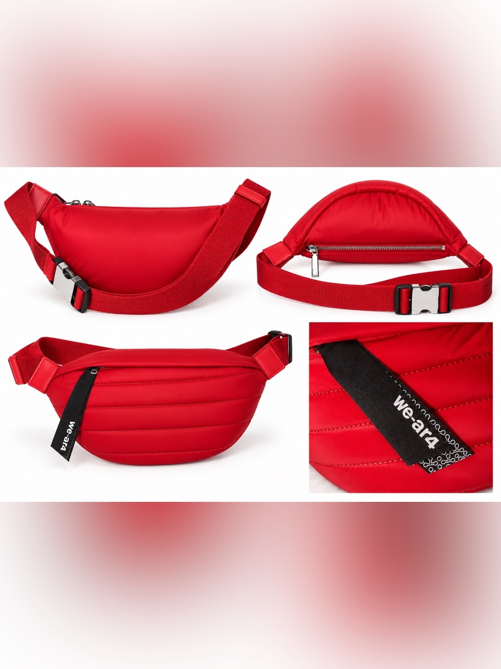 Red Quilted Waist Bag -Stylish Crossbody